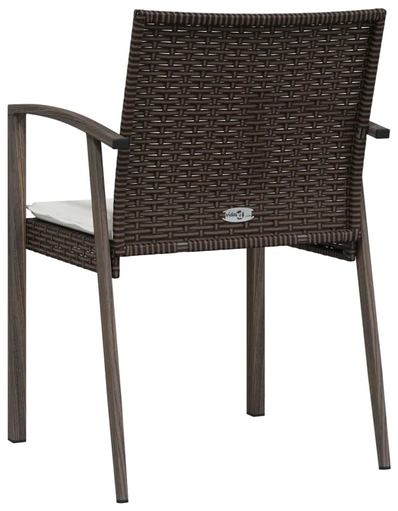 Cadeiras jardim + almofadões 4pcs 56,5x57x83cm vime PE castanho