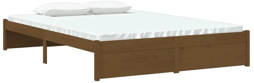Estrutura de cama 140x200 cm madeira maciça castanho mel