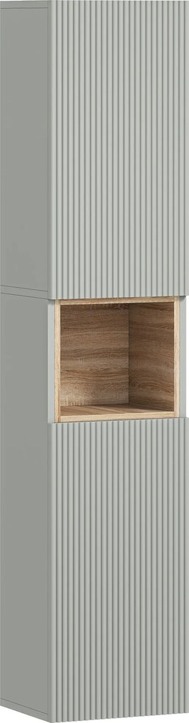 HOMCOM Coluna Casa de Banho Estreita com Prateleira Aberta e Prateleiras Ajustáveis 2 Portas Caneladas 30x24x140 cm Verde | Aosom Portugal