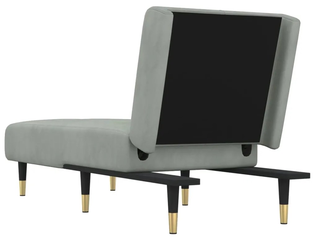 Chaise longue veludo cinzento-claro