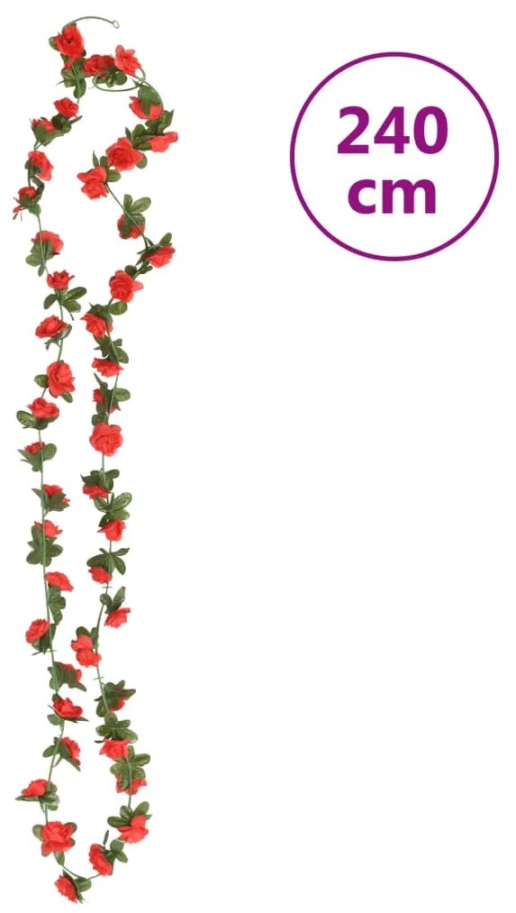 Grinaldas de flores de Natal 6 pcs 240 cm vermelho