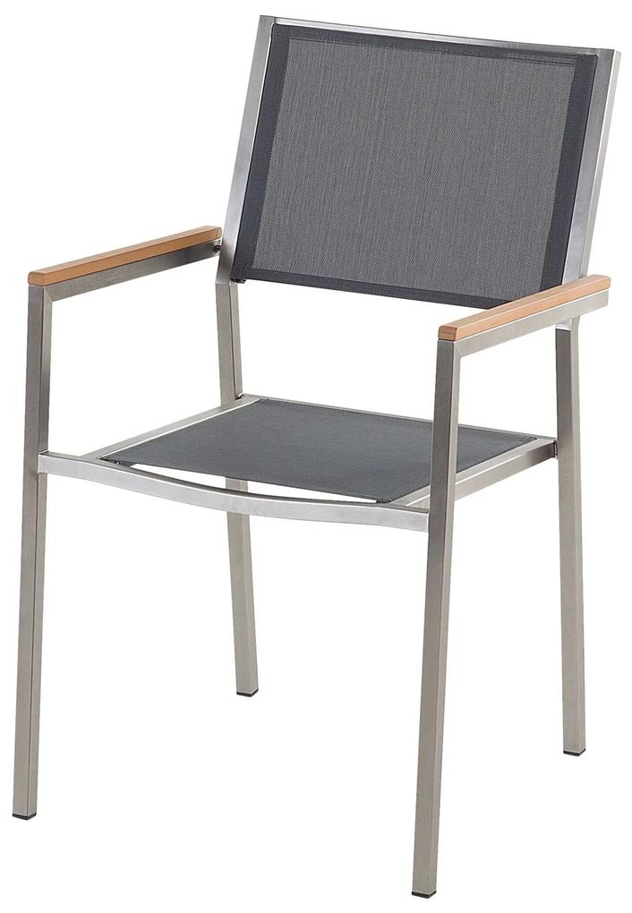 Conjunto de mesa com tampo granito polido cinzento 180 x 90 cm e 6 cadeiras cinzentas GROSSETO Beliani