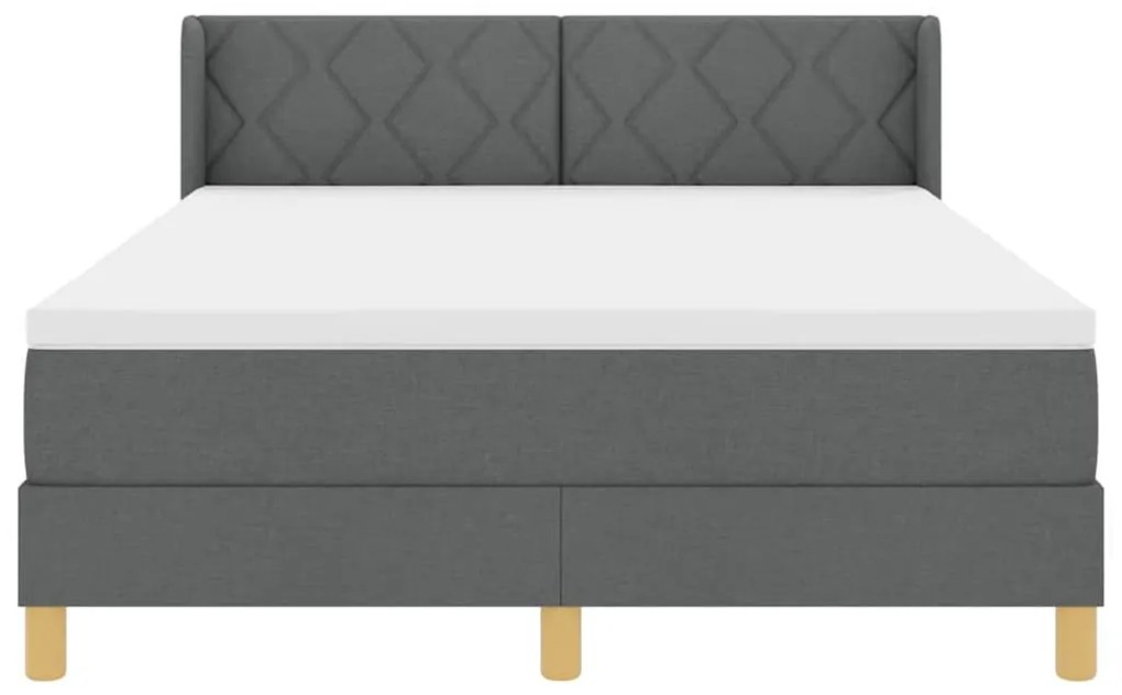 Cama Box com Colchão Cinza Escuro, 140 x 190 cm, Têxtil