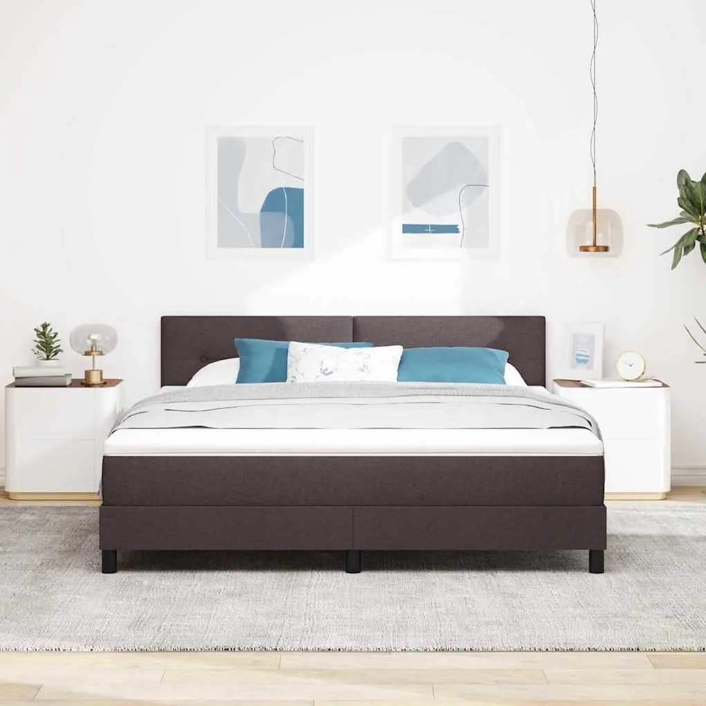 Cama Box Spring com Colchão Cinza Escuro 180x200 cm Tecido