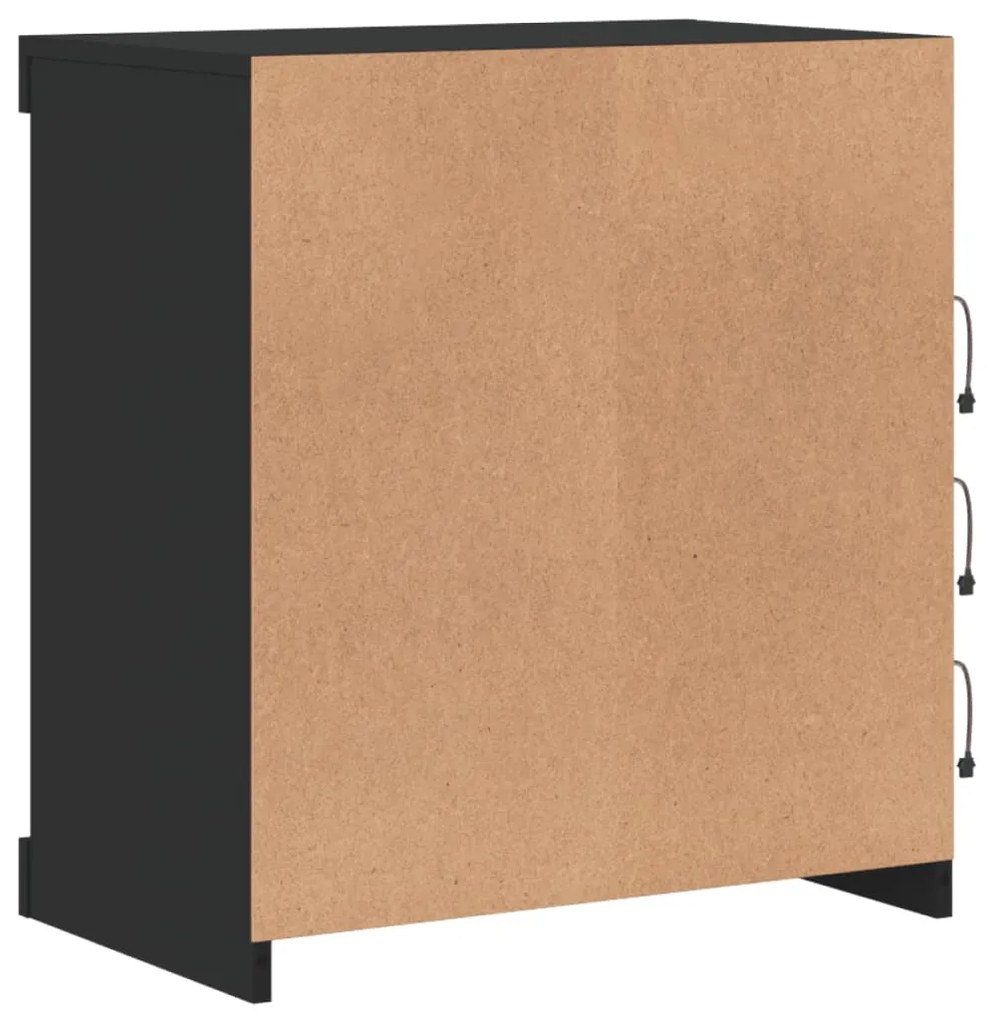 Aparador com luzes LED 60,5x37x67 cm preto