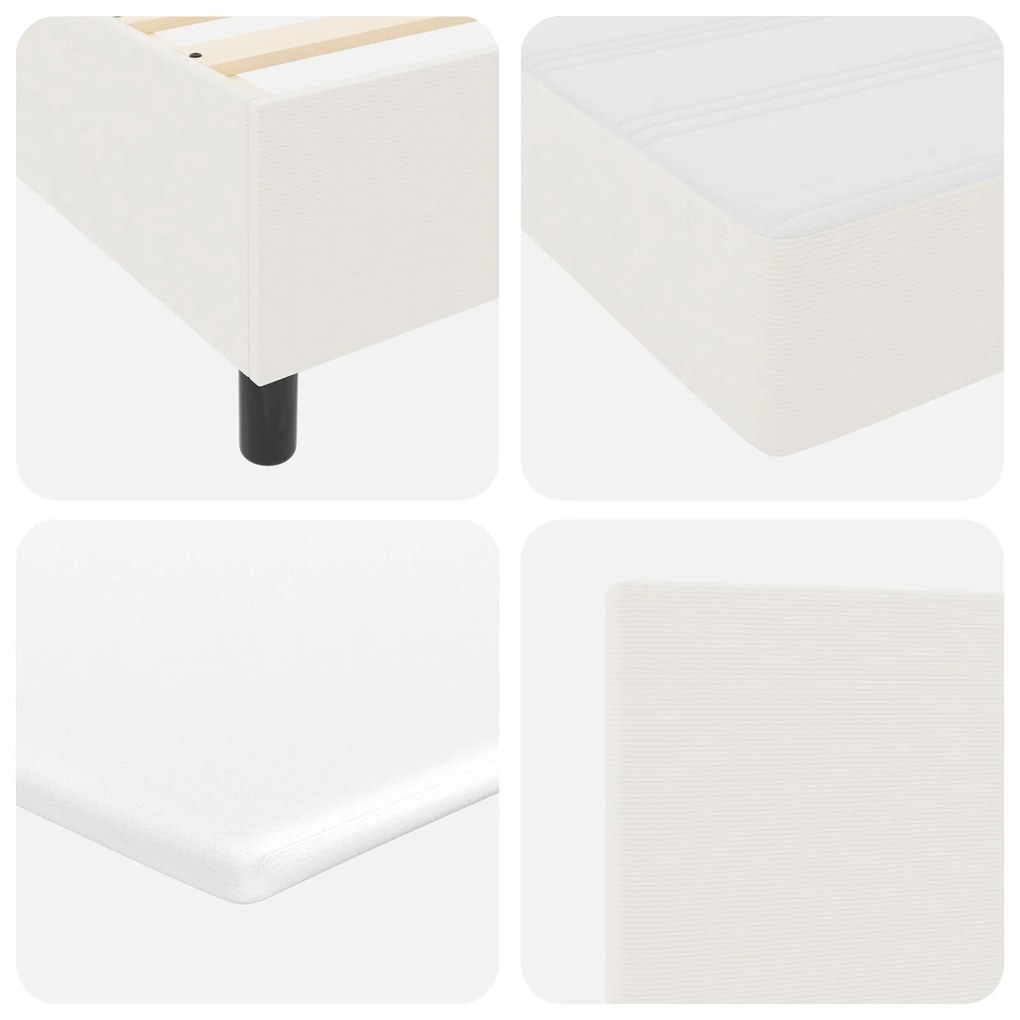 Cama Box com Colchão & LED Crema 100x200 cm em Tecido de Veludo