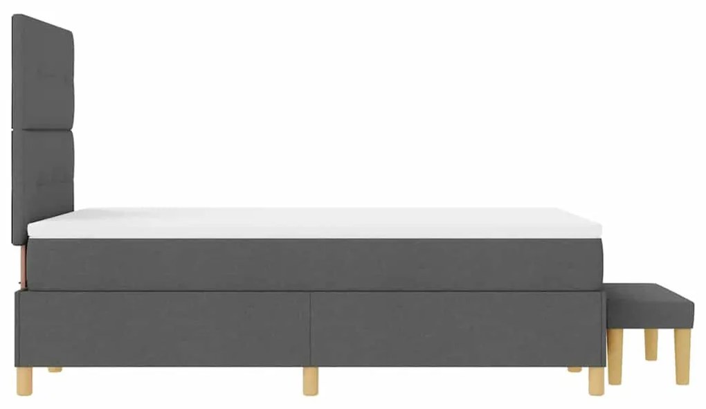 Cama Box Spring com Colchão e Banco Cinza Escuro 120x190 cm Tecido