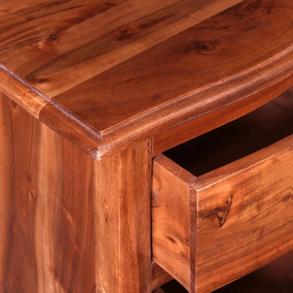 Mesa de cabeceira com gavetas madeira de acácia maciça