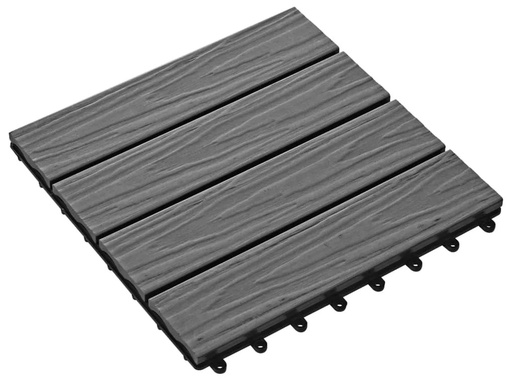Ladrilho pavimento relevo profundo 11 pcs WPC 1m² cinzento