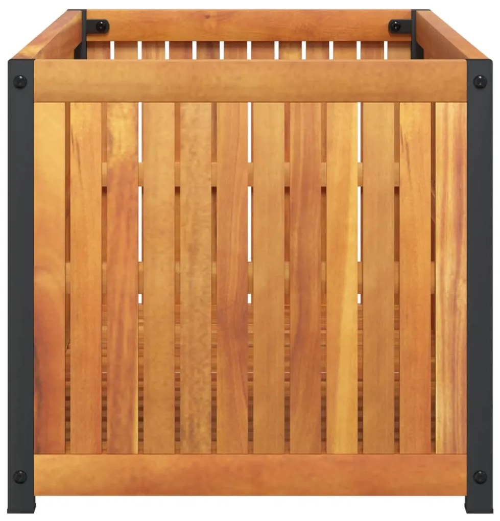 Vaso/floreira de jardim 85x45x44 cm acácia maciça e aço