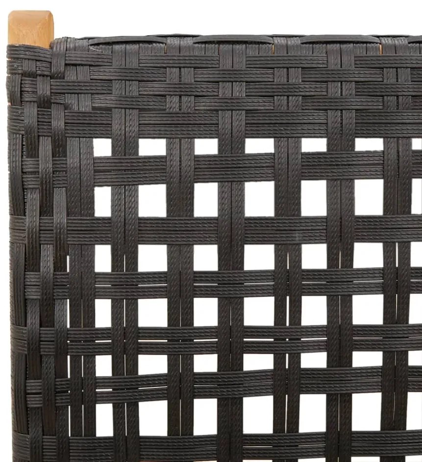 Cadeiras jardim reclináveis 6 pcs vime PE/madeira maciça preto