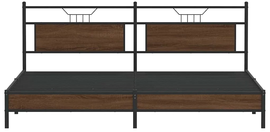 Estrutura cama sem colchão 200x200cm metal carvalho castanho