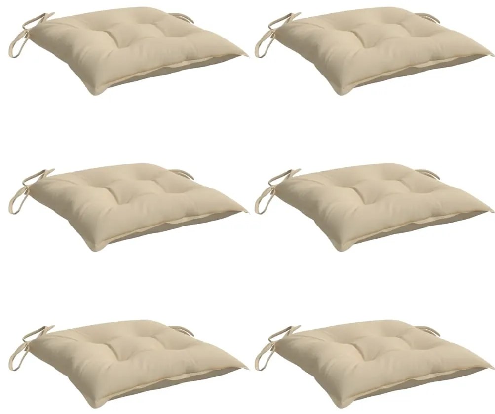 Almofadões de cadeira 6 pcs 40x40x7 cm tecido oxford bege