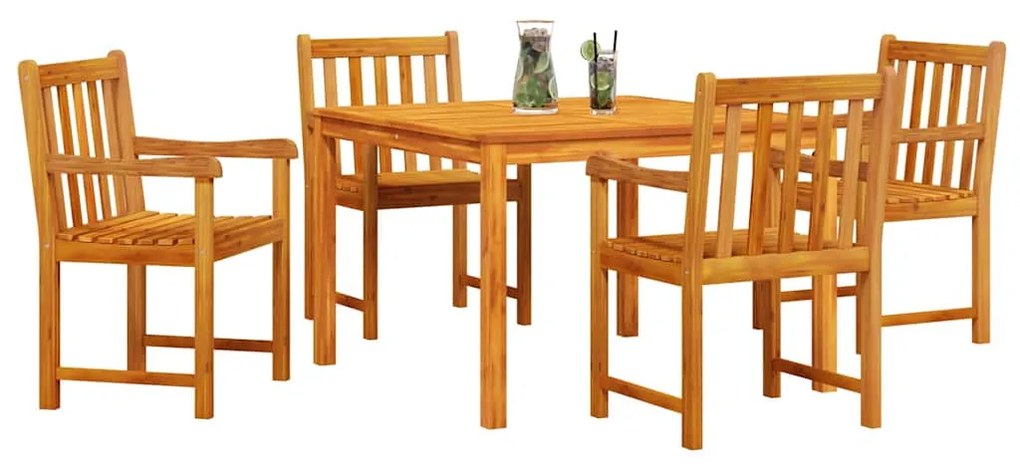 Conjunto de Jantar de Jardim de 5 Peças - Madeira de Acácia Sólida