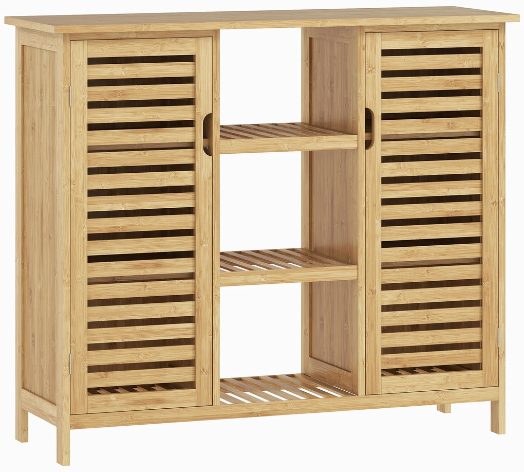 Sapateira de Bambu em Ripas com Prateleiras e Compartimentos Abertos para 9 Pares de Sapatos 100x33x86 cm Madeira