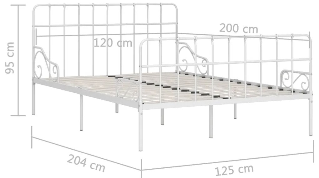 Estrutura de cama com estrado de ripas 120x200 cm metal branco