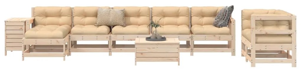 10 pcs conjunto sofás de jardim madeira de pinho maciço