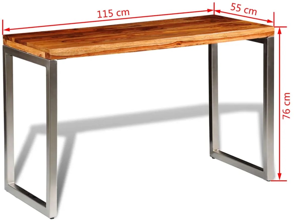 Mesa de jantar/escritório pernas de aço madeira maciça