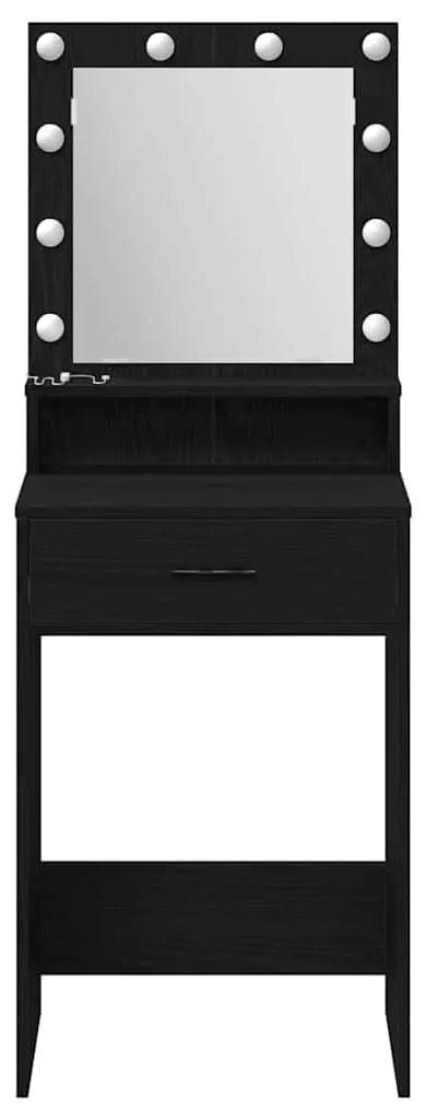 Mesa de Maquiagem vidaXL com Luzes LED Carvalho Preto 50x41x135 cm