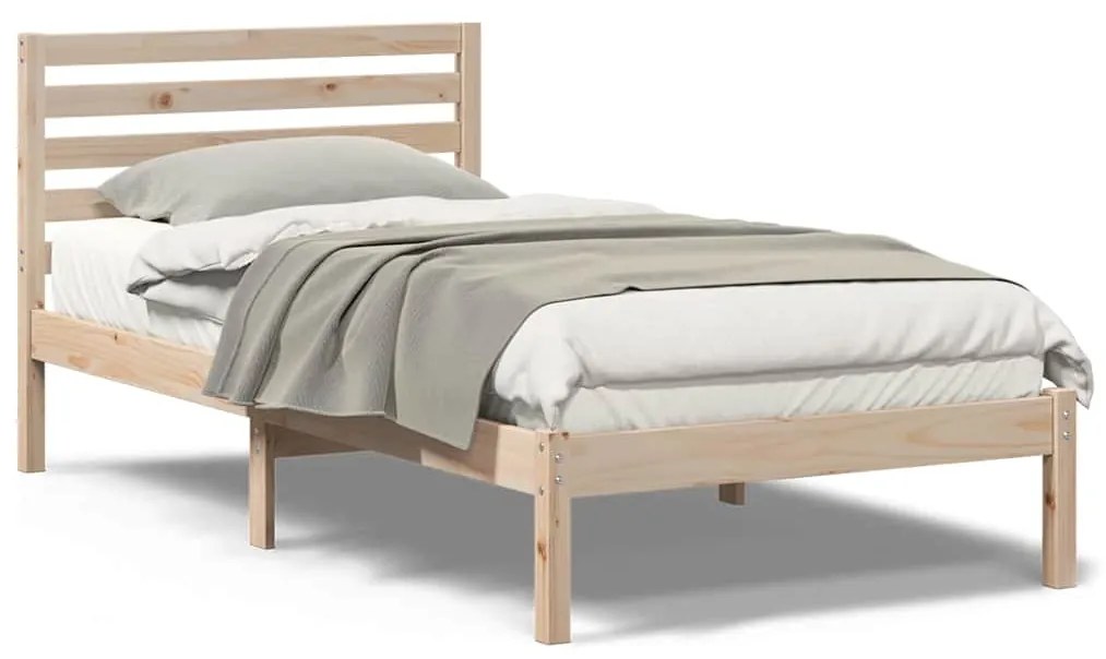Estrutura da Cama com cabeceira Castanho 90 x 190 cm