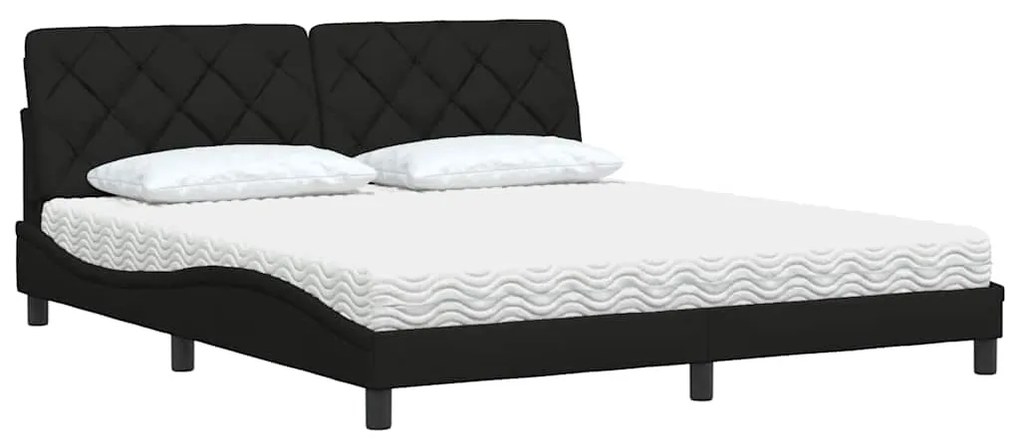 Cama com colchão 180x200 cm tecido preto