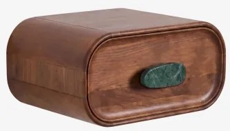 Mesinha De Cabeceira Flutuante 50x35 Cm Em Madeira De Manga E Pedra Natural Kivalina Mármore Verde Udaipur - Madeira De Manga Escura - Sklum