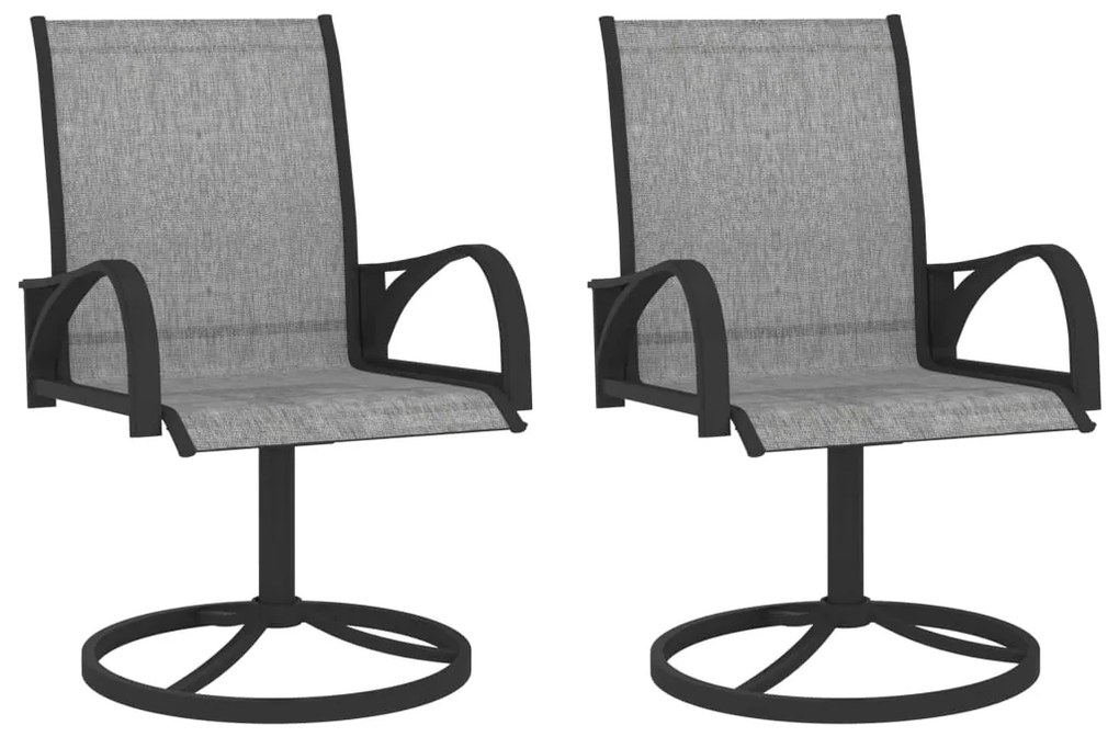 vidaXL Cadeiras de jardim giratórias 2 pcs textilene e aço cinzento