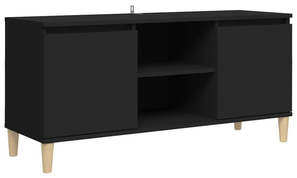 Móvel de TV com pernas de madeira maciça 103,5x35x50 cm preto