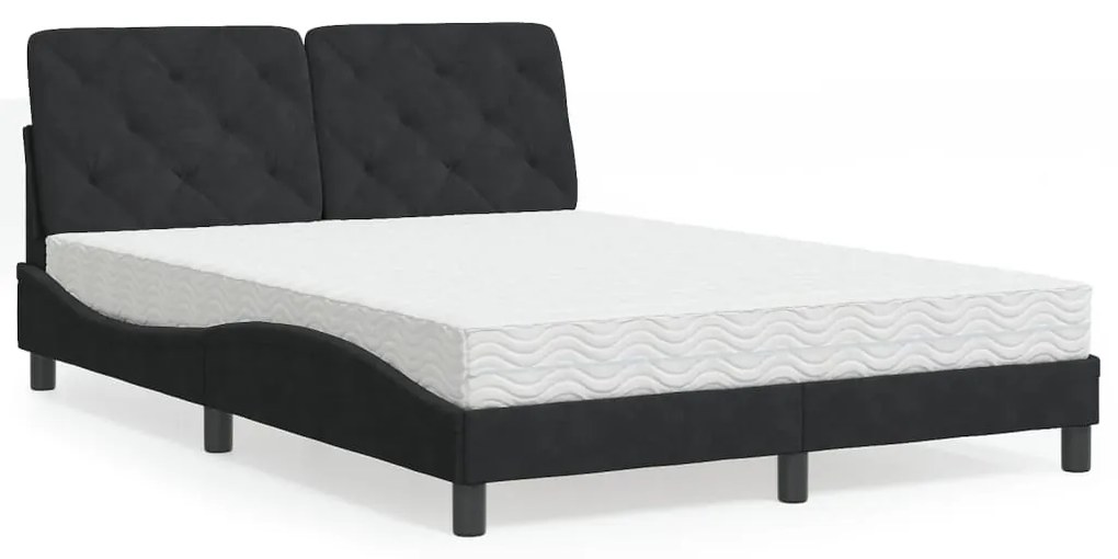 Cama com colchão 120x200 cm veludo preto