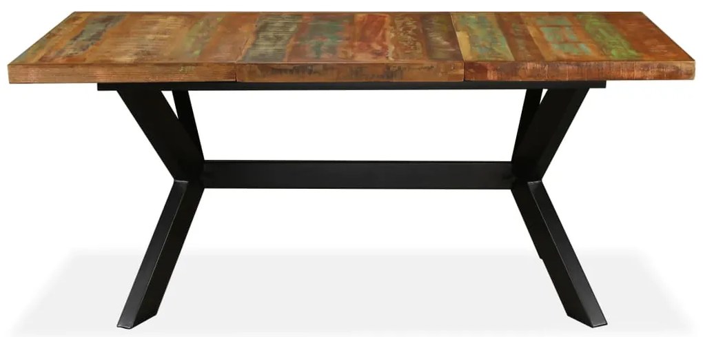 Mesa de jantar madeira reciclada maciça + aço em cruz 180 cm