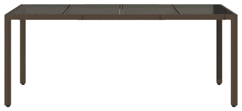 Mesa de jardim com tampo de vidro 190x90x75 cm vime PE castanho