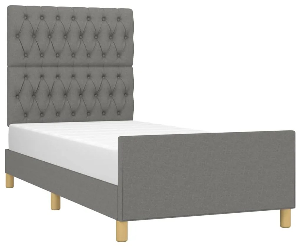 Estrutura de cama sem colchão 90x190 cm tecido cinzento-escuro