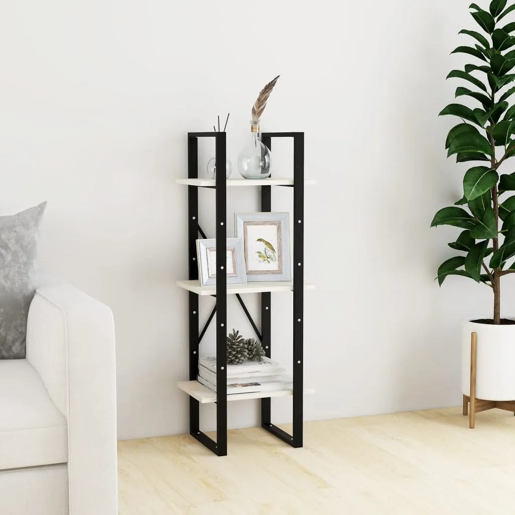 806493 vidaXL Estante c/ 3 prateleiras 40x30x105 cm pinho maciço branco