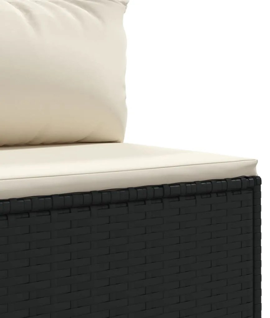 4 pcs conjunto lounge de jardim c/ almofadões vime PE preto
