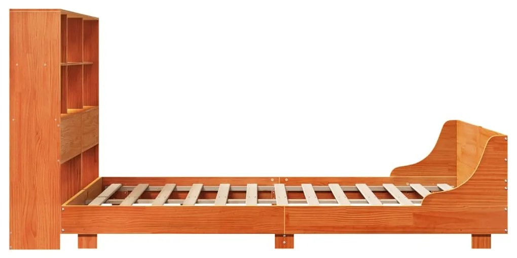 Cama sem colchão 140x190 cm pinho maciço castanho-mel