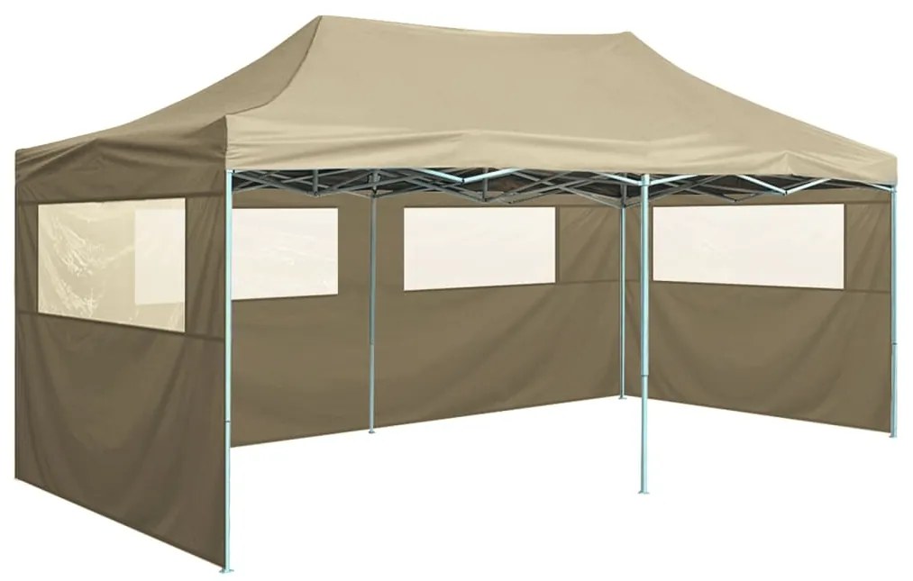 vidaXL Tenda dobrável profissional festas 4 paredes 3x6m aço creme