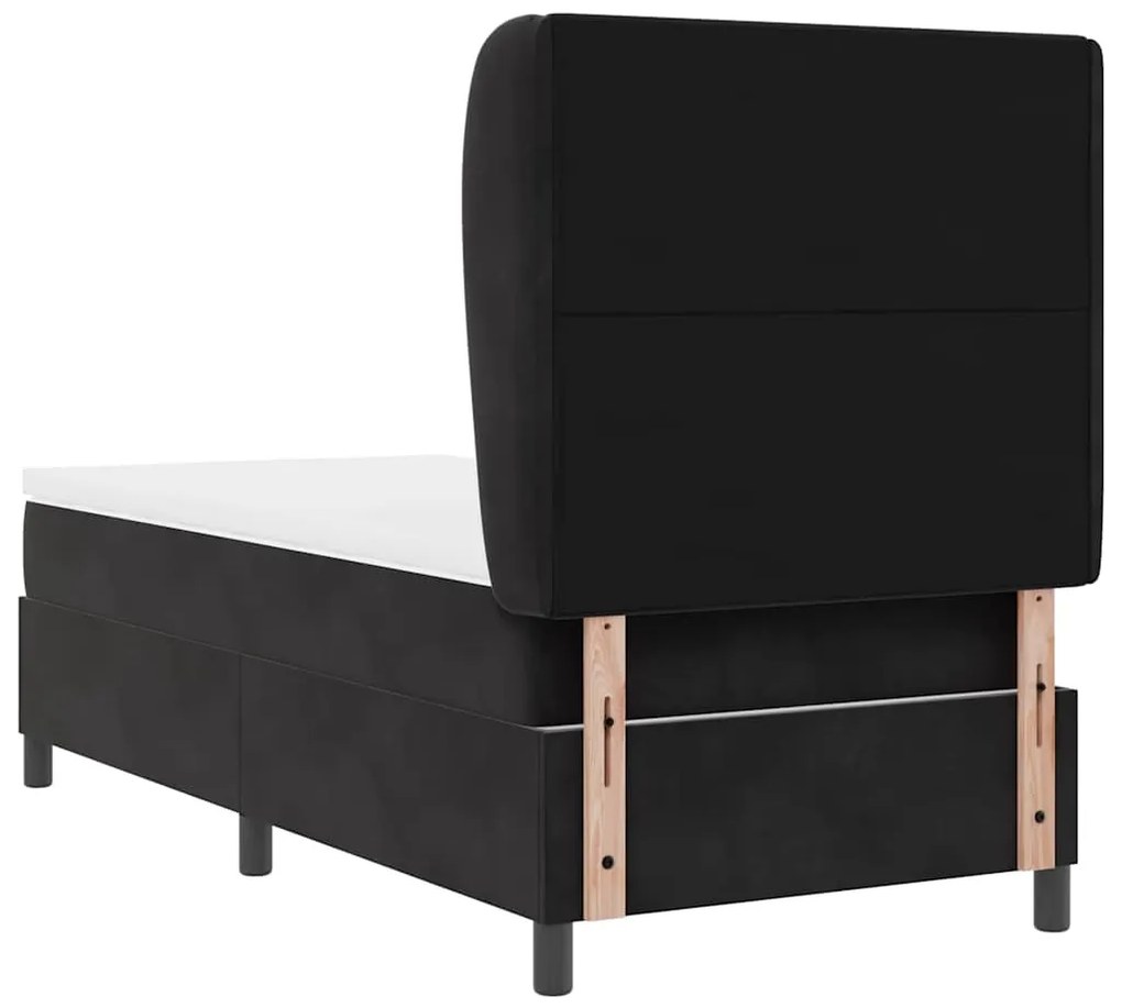 Cama com Estrado e Colchão Preto 100x200 cm em Veludo