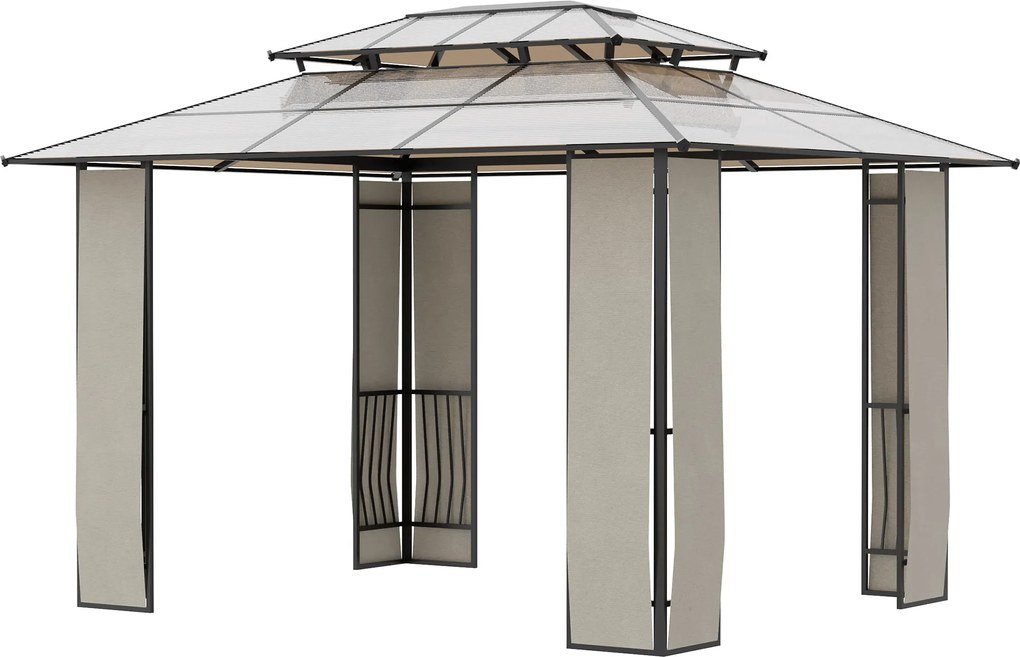 Pérgola de Jardim 3,6x3m Pérgola de Exterior com Cobertura de Policarb