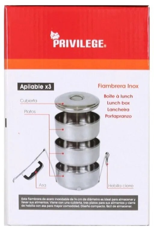 Conjunto de Lancheiras Privilege Aço inoxidável Empilhável (3 pcs)