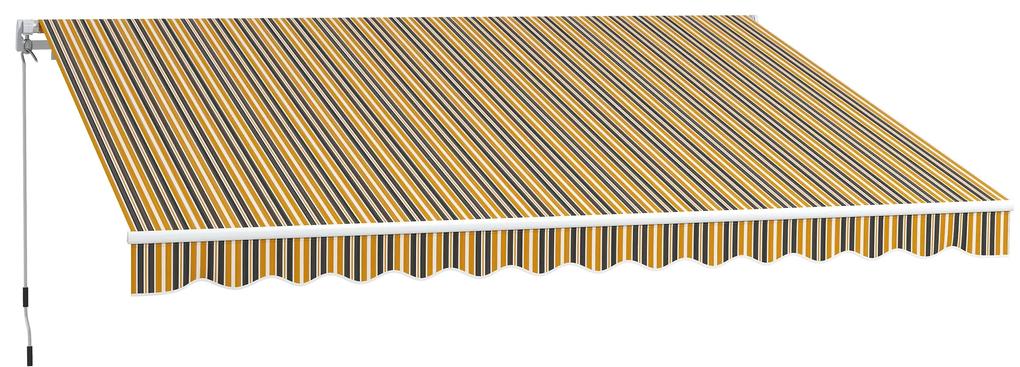 Toldo Manual Retrátil 350x250 cm com Manivela de Metal Impermeável e Anti-UV para Jardim Terraço Janelas Cinza e Amarelo