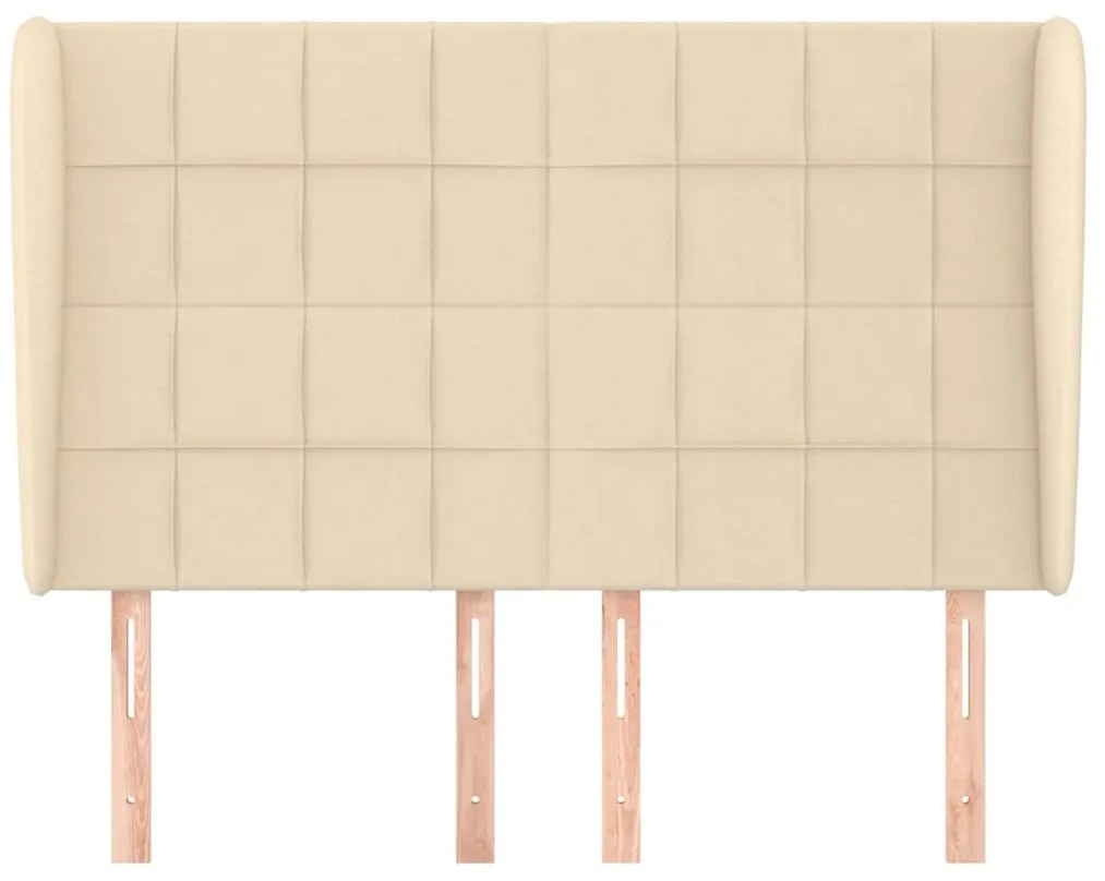 Cabeceira de cama c/ abas tecido 147x23x118/128 cm creme