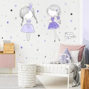 Autocolantes de parede para meninas - Fadas em roxo