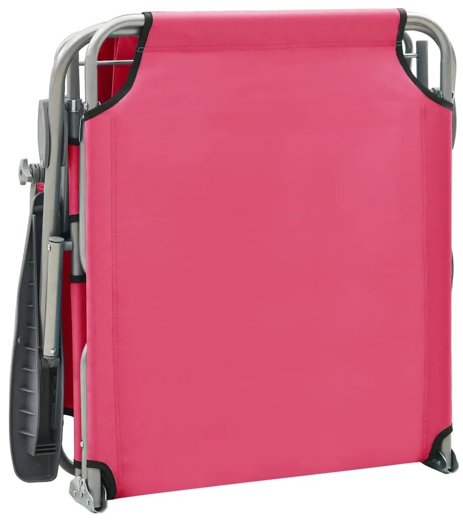 Espreguiçadeira com toldo aço rosa
