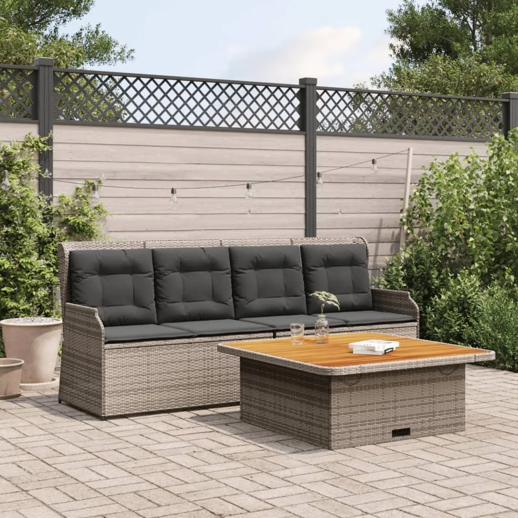 vidaXL 3 pcs conjunto sofás de jardim c/ almofadões vime PE cinzento