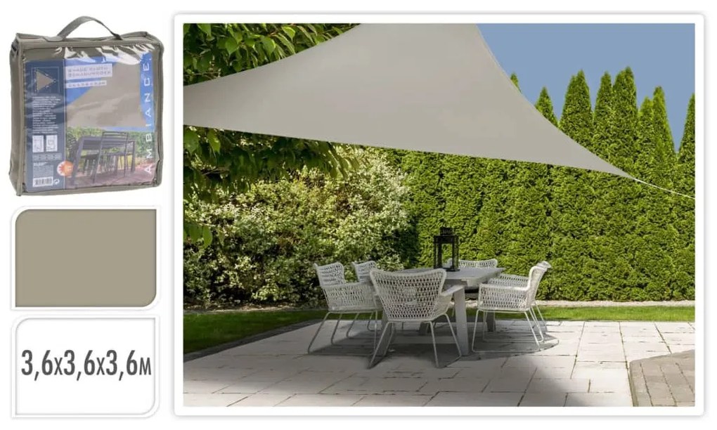 ProGarden Para-sol 3,6x3,6x3,6 m triangular cor areia