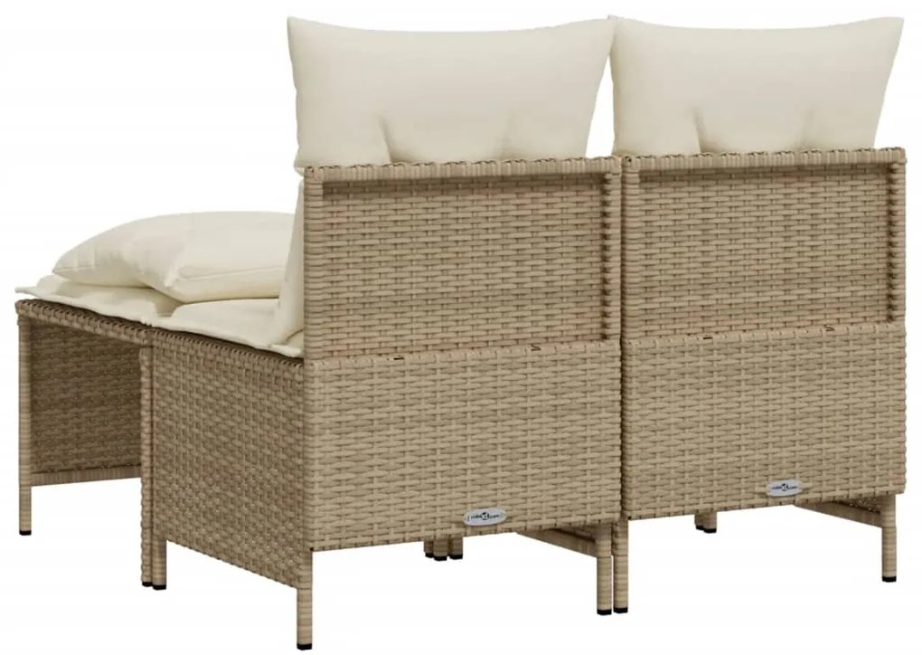 4 pcs conjunto de sofás para jardim c/ almofadões vime PE bege