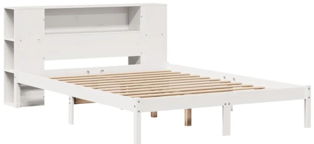 Cama com estante sem colchão 120x190 cm pinho maciço branco