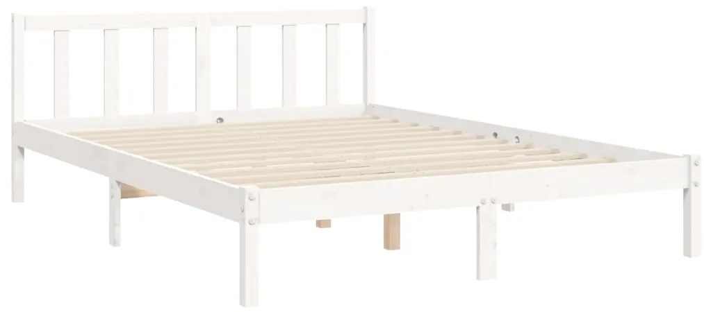 Cama sem colchão 140x200 cm madeira de pinho maciça branco