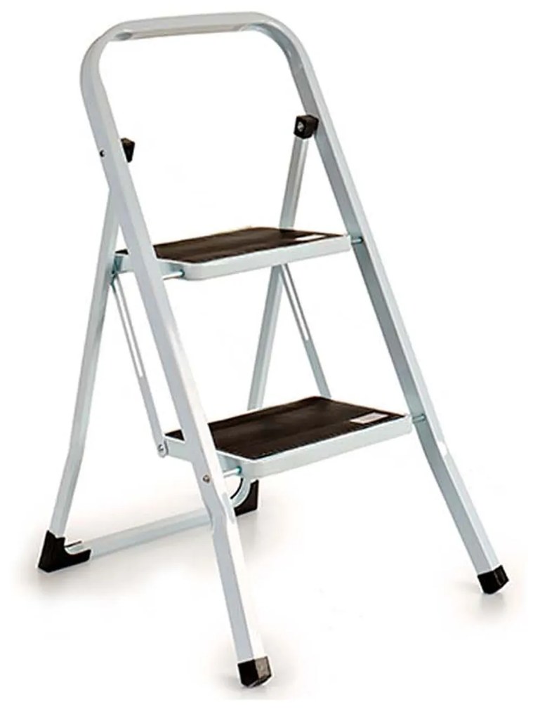Escada Metal Branca 2 Degraus Preto 6.5X40X91cm
