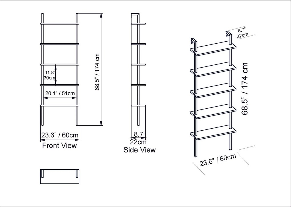 Estante Piante – Branco – 60 x 174 x 22 cm